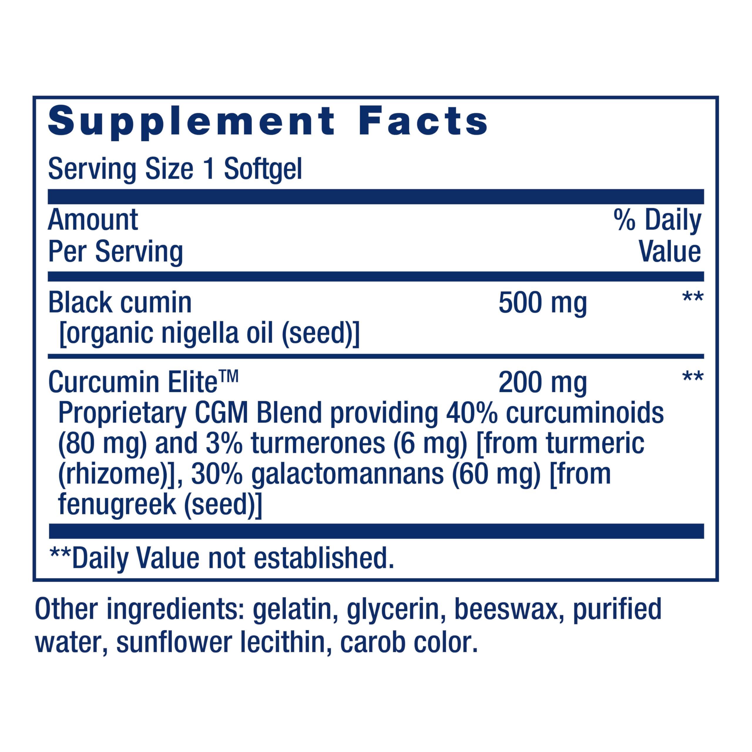 Life Extension Black Cumin Seed Oil and Curcumin Elite, Black Cumin, Turmeric Extract, Immune Health Support, high bioavailability, Whole-Body Health, Gluten Free, Non-GMO, 60 softgels - Image 3