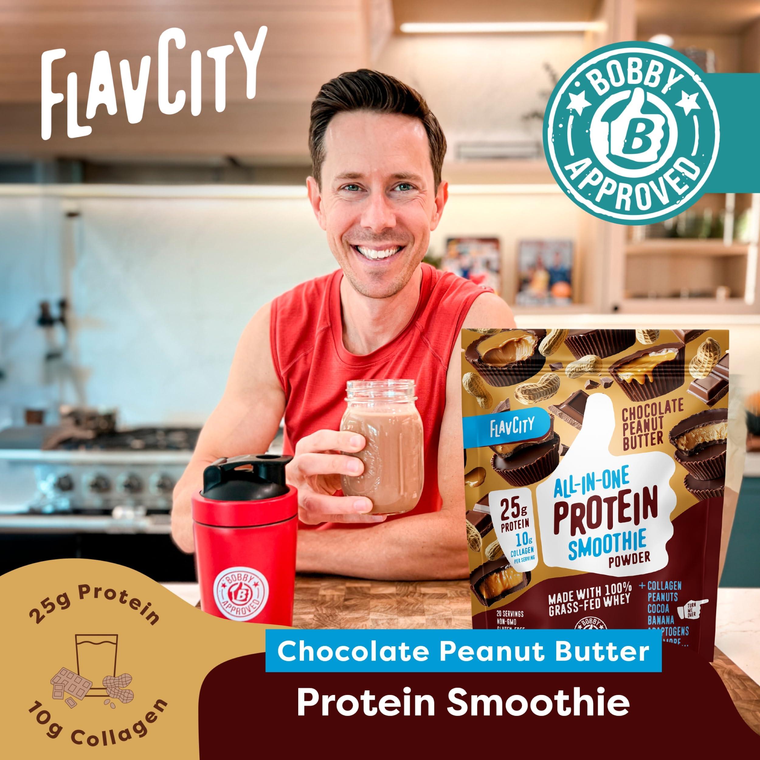 FlavCity Protein Powder Smoothie, Chocolate Peanut Butter - 100% Grass-Fed Whey Protein Smoothie with Collagen (25g of Protein) - Gluten Free & No Added Sugars (37.74 oz) - Image 3