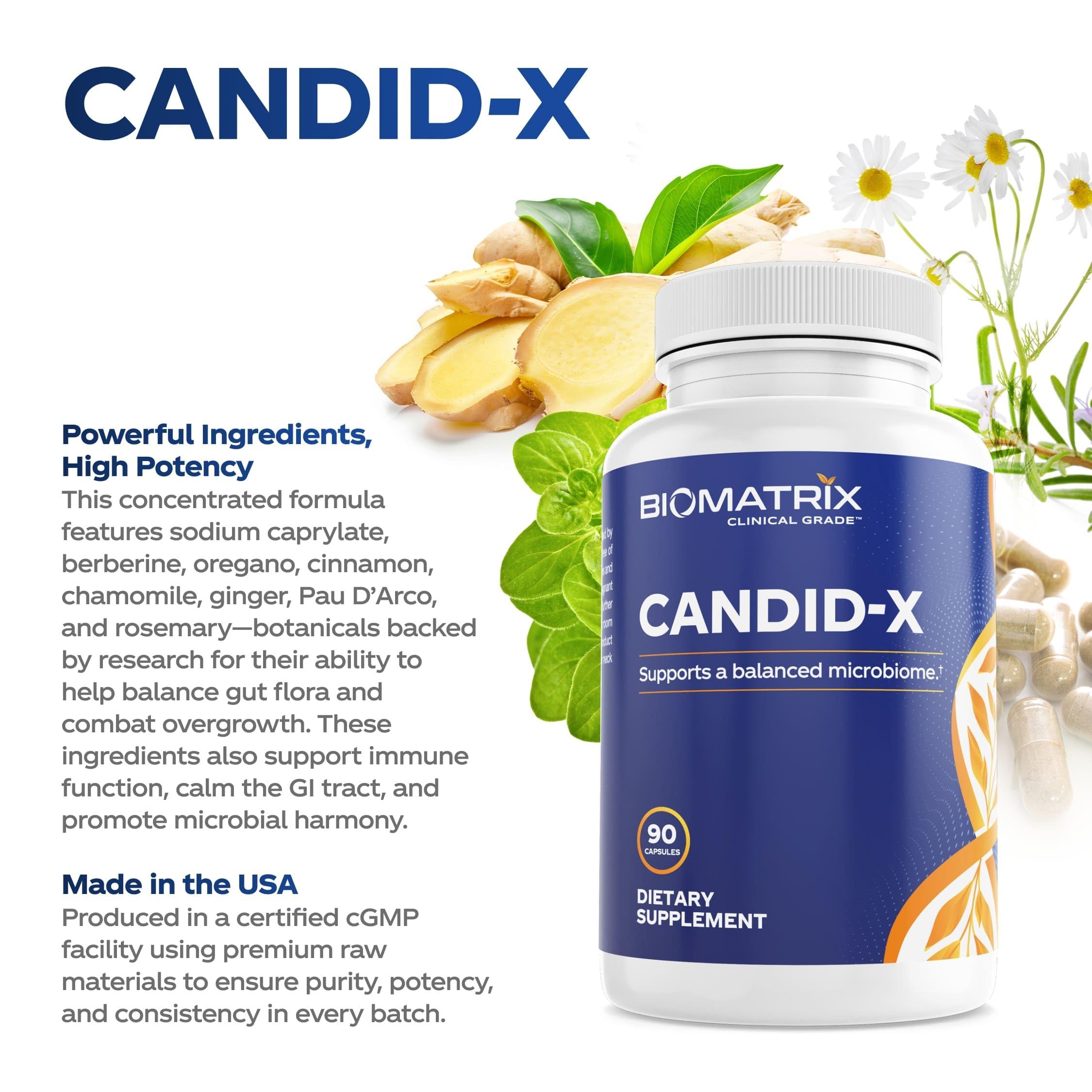 BioMatrix Candid-X Gut Cleanse with Berberine, Oregano, Sodium Caprylate, Chamomile, Ginger, PAU D'arco, Digestive Supplement for Men and Women | 90 Capsules - Image 6