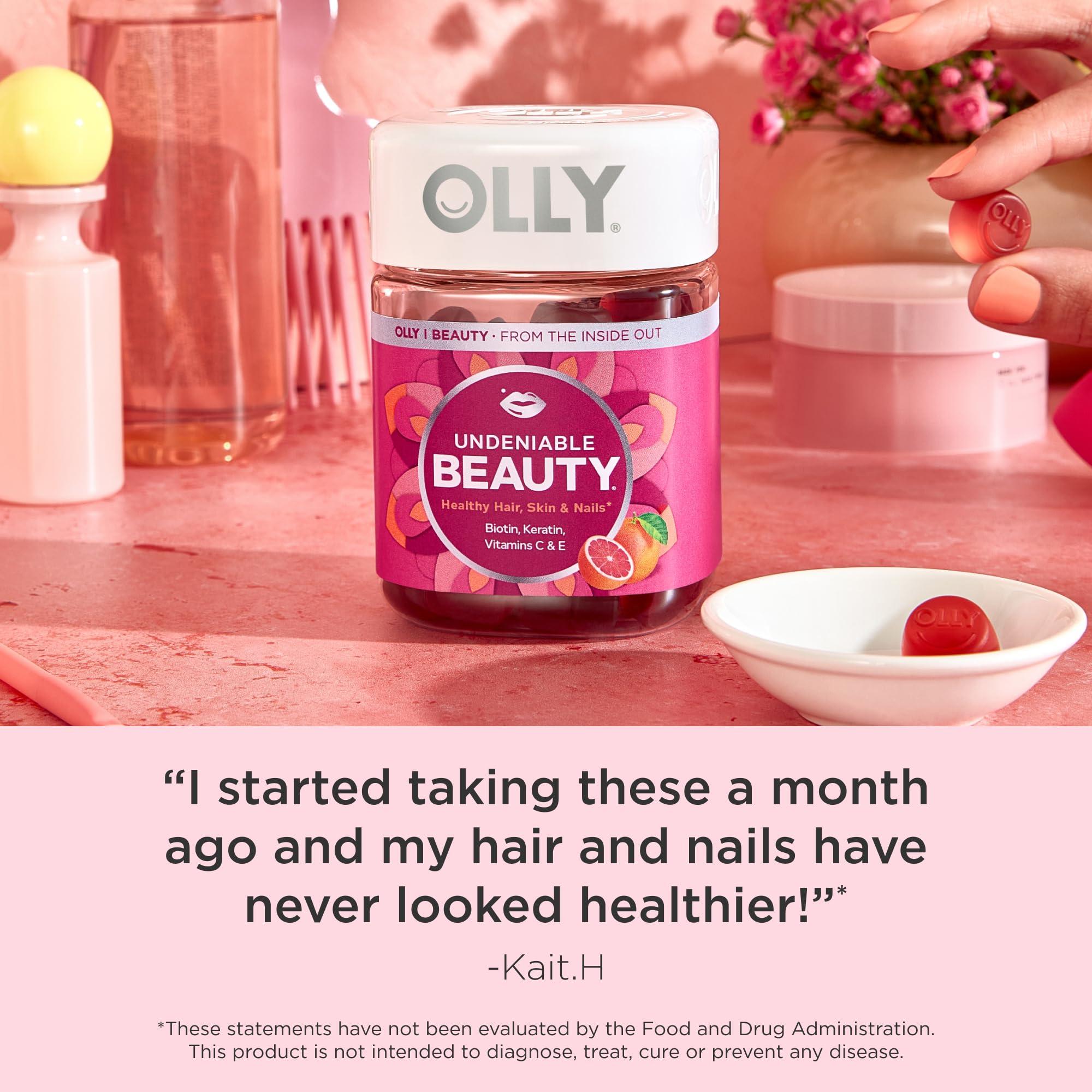 OLLY Undeniable Beauty Gummy, For Hair, Skin, Nails, Biotin, Vitamin C, Keratin, Chewable Supplement, Grapefruit, 30 Day Supply - 60 Count - Image 6
