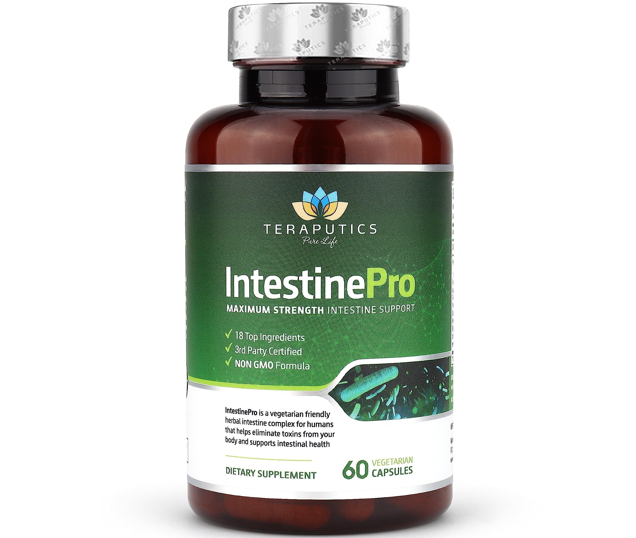 Teraputics IntestinePro Intestine Support for Humans with Non-GMO Wormwood, Black Walnut, Echinacea + 15 More Premium Ingredients, 60 Vegetarian Capsules