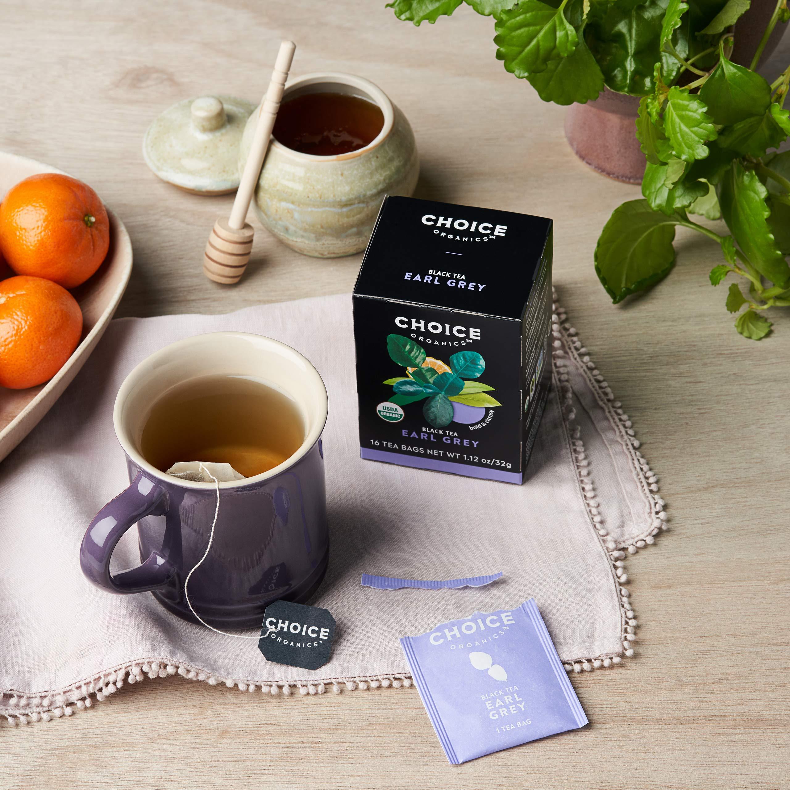 Choice Organic Teas Earl Grey Tea - With Bergamot - Fair Trade - Compostable - Contains Caffeine - 48 Organic Black Tea Bags (Pack of 3) - Image 3