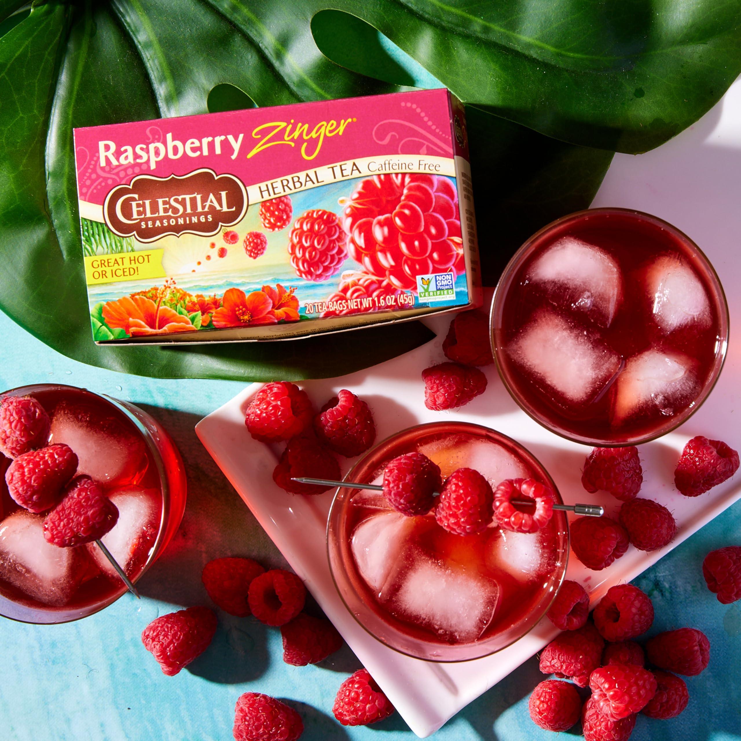 Celestial Seasonings Raspberry Zinger Herbal Tea, Caffeine Free, 20 Tea Bags Box - Image 6