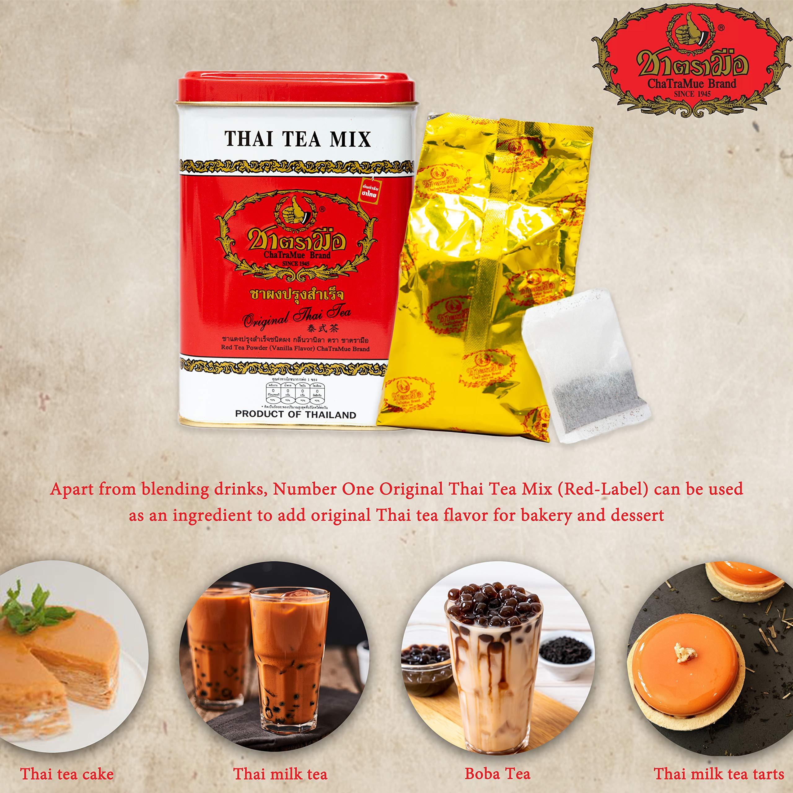 Number One Original Thai Tea Mix ChaTraMue Thai Tea for Boba Tea, Hot Tea, Iced Tea (Red Label 50 Tea Bags) - Image 4